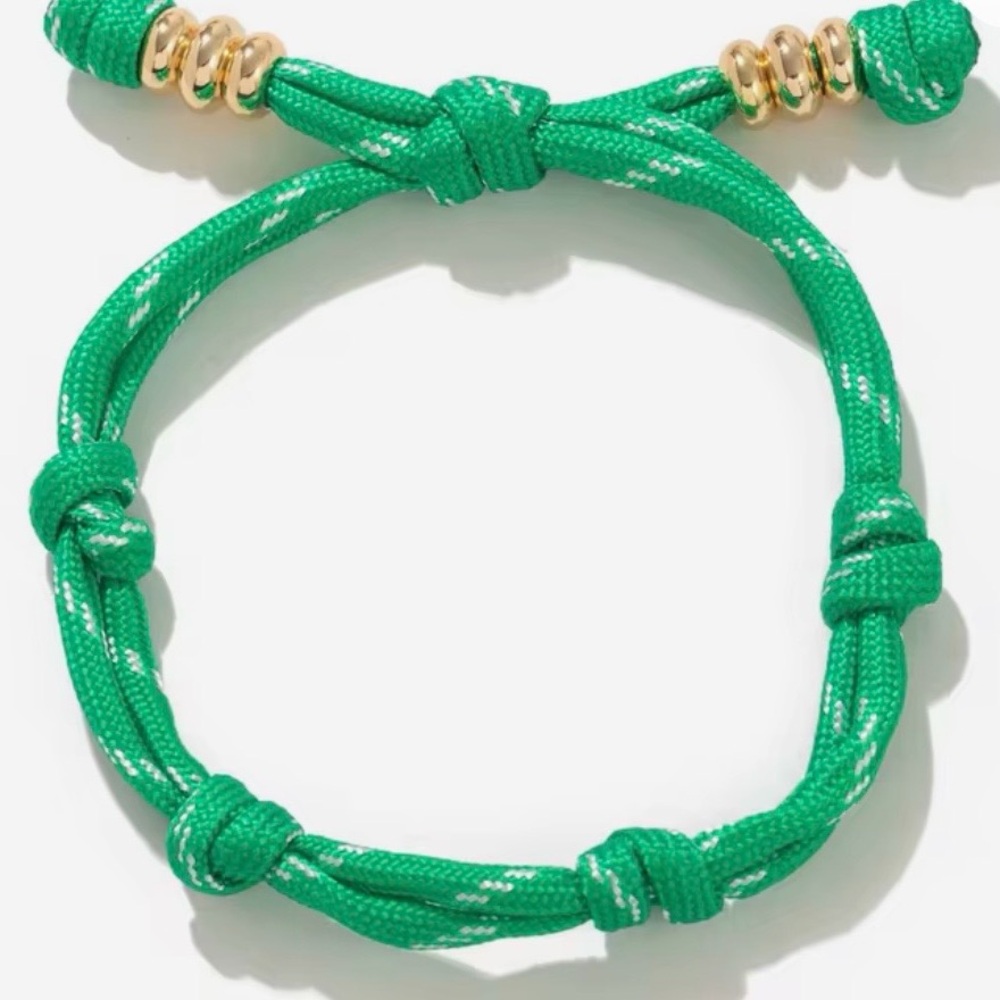 BaubleBar Bracelet Green Knotted Bracelet with Gold Accents